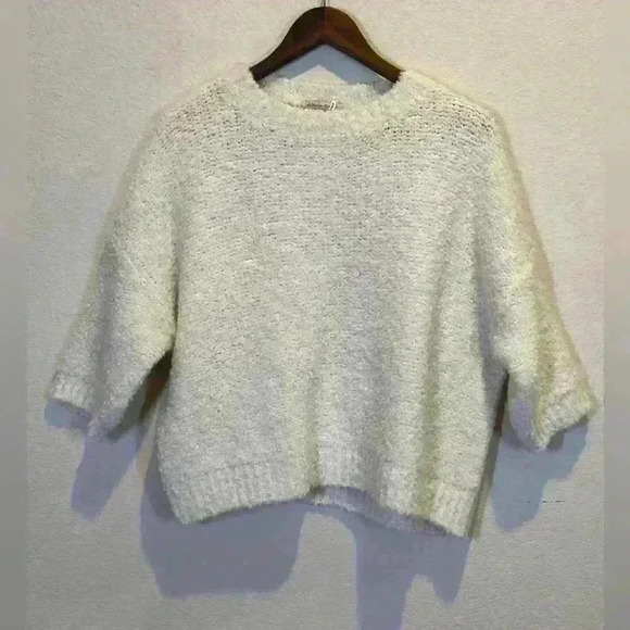NWT La Maille Italian Womens Sweater S/M Cream Wool Blend Homespun Made in Italy - Picture 1 of 11